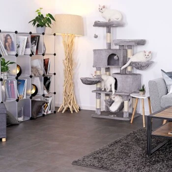 Lionto Kratzbaum, Höhe 145 Cm Hellgrau 3 Lionto Kratzbaum, Höhe 145 Cm Hellgrau – Bild 3