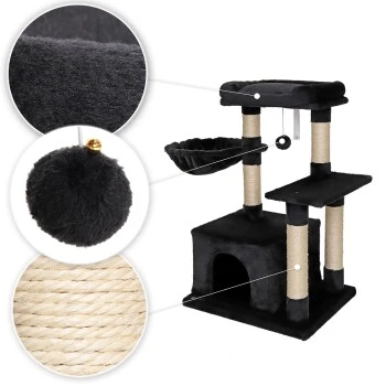 Lionto Kratzbaum Höhe 85 Cm Schwarz 4 Lionto Kratzbaum Höhe 85 Cm Schwarz – Bild 4